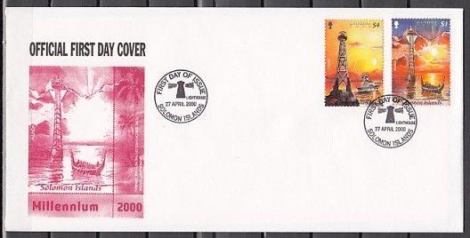 Solomon Is., Scott cat. 891-892. Lighthouses issue. First Day Cover. ^