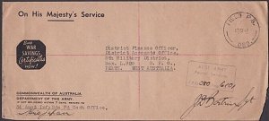 AUSTRALIA FORCES IN JAPAN 1947 OHMS cover ex FPO 080 to Perth W.A..........A4276