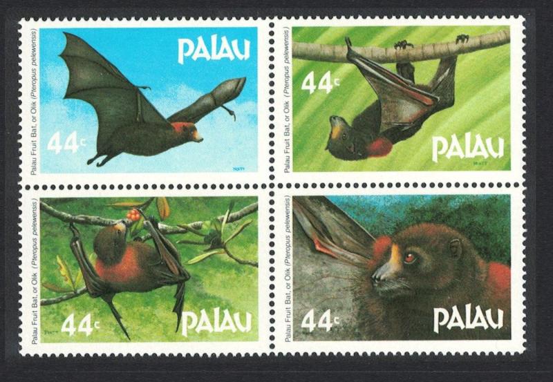 Palau Fruit Bat 4v Block of 4 SG#168-171