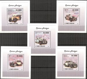 {374} Sao Tome and Principe 2009 Classic Cars 5 S/S Deluxe MNH**