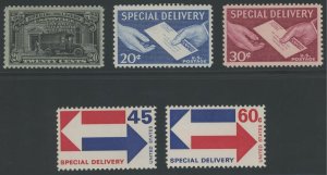 USA E19 hinged E20 to E23 mint never hinged - fresh group of VF Special Delivery