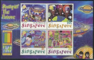 SINGAPORE SC#948-951a Stamping The future (CHILDREN DRAWINGS) M/S (2000) MNH