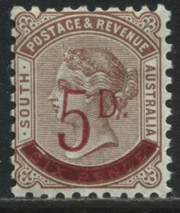 South Australia QV 1891 5d on 6d red brown mint o.g.