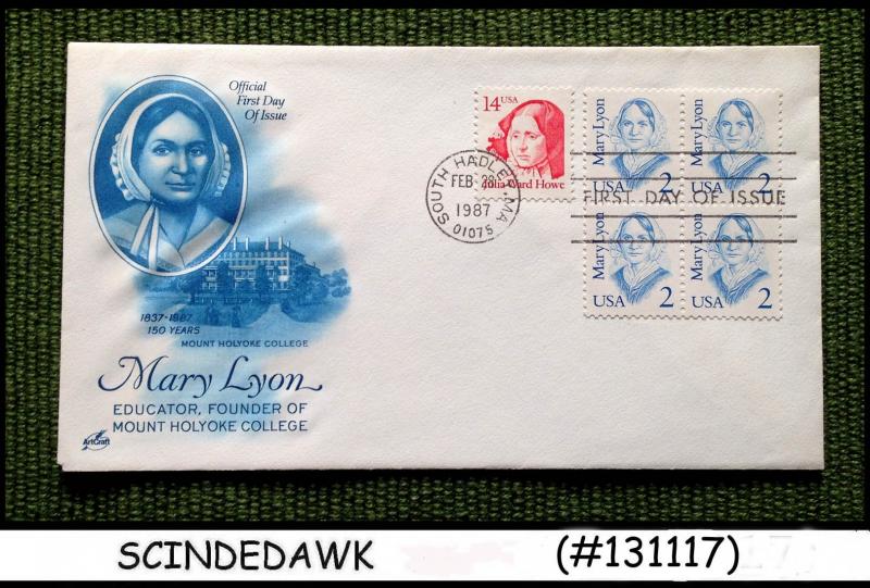 UNITED STATES USA - 1987 MARY LYON EDUCATOR - 4V - FDC