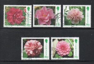 Jersey Sc 703-7 1995 Camellias stamp set used