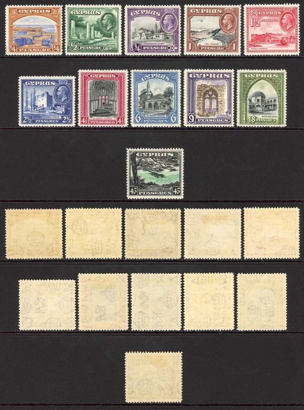 Cyprus SG133/43 1934 Set of 11 m/mint