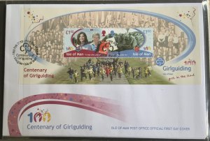 ISLE OF MAN FDC 2010 GIRL GUIDES SET AND MINIATURE SHEET