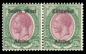 South West Africa #24 Cat$52.50, 1923-24 2sh6p green and claret, horizontal p...