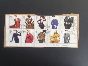 GB 2012. Great British fashion.  Set of 10 used stamps. On paper.