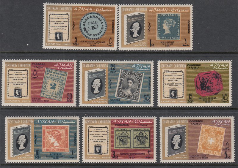 Ajman 37-44 Stamp on Stamp MNH VF