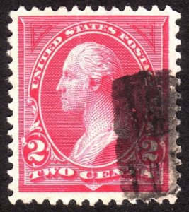 1894, US 2c, Washington, Used, Vertical crease, Sc 250