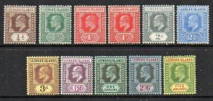 Leeward Islands: 1907 KEVII set with addn. 1d shade (10+1) SG 36-45 + 38a mint