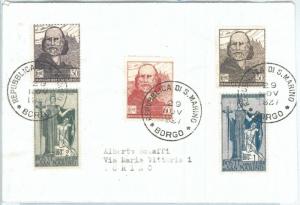 71879 - SAN MARINO - POSTAL HISTORY - GARIBALDI Sass series # 98/02 on ENVELOPE 1927-