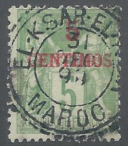 French Morocco, 1899, Scott #2, 5c on 5c yellow green, Used, F-VF