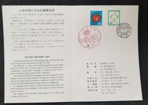 *FREE SHIP Japan Letter Writing Day 1981 Mail Children Cartoon (FDC) *card