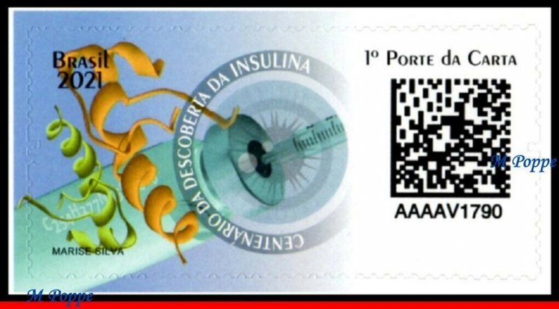 21-09 BRAZIL 2021 CENT. OF INSULIN DISCOVERY, DIABETES, HEALTH, MNH + BROCHURE