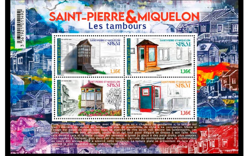 COLOR PRINTED ST. PIERRE AND MIQUELON 2011-2023 STAMP ALBUM PAGES (49 ill pages)
