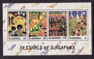 Singapore-Sc#552-55a- id6-unused NH set+sheet-Festivals-1989-