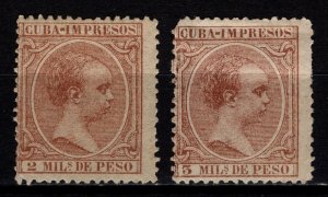 Cuba 1890 Alfonso XIII key-type Printed Material, 2c & 3c Brown [Unused]