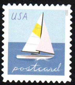 SC# 5748 - (48c) - Sailboat postcard rate - MNH Single with yellow in sail