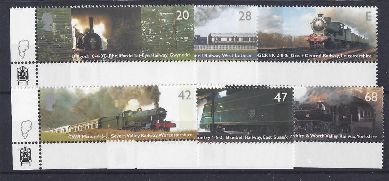 Great Britain, 2172-77 Trains-Locomotives Singles,**MNH**