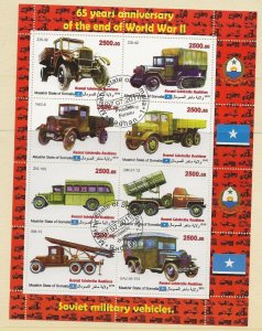 Thematic stamps Somalia 2010 WW II Soviet Trucks  8 value sheet used
