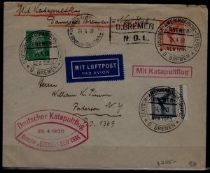 Germany/USA Catapult cover 29.4.30 Bremen-NY