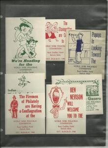 1940 philatelic conv.detroit,mi.7 diff.mint labels