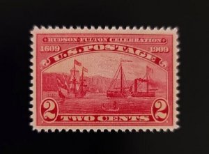 1909 2c Hudson-Fulton Celebration, Steamship, Carmine Scott 372 Mint F/VF LH