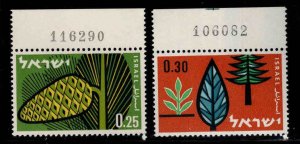 ISRAEL Scott 212-213 MNH** Forest Trees stamp set Plate Number tabs