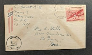 1944 Navy 3247 FPO Censored Airmail Cover to Massachusetts USA