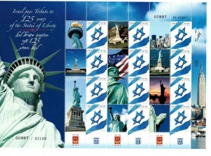 ISRAEL 2011 - MY OWN STAMPS - Statue Of Liberty - Sheet of 12 Stamps MNH