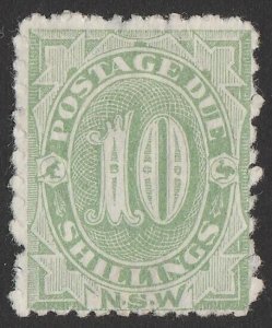 NEW SOUTH WALES 1891 Postage Due 10/- green, perf 12x10. Rare mint.