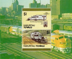 Tuvalu-Nukufetau 1987 Sc#38a LOCOMOTIVES Souvenir Sheet (1) MNH