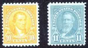 #562-563 10c Monroe 11c  Hayes  Mint  Light hinged ⭐⭐⭐⭐⭐