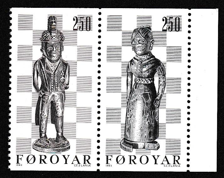 Faroe Is. 19th Century Chess pieces 2v with margin SG#81-82 SC#94b pair