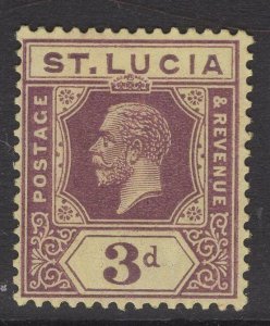 ST.LUCIA SG100a 1930 3d DEEP PURPLE/PALE YELLOW MTD MINT