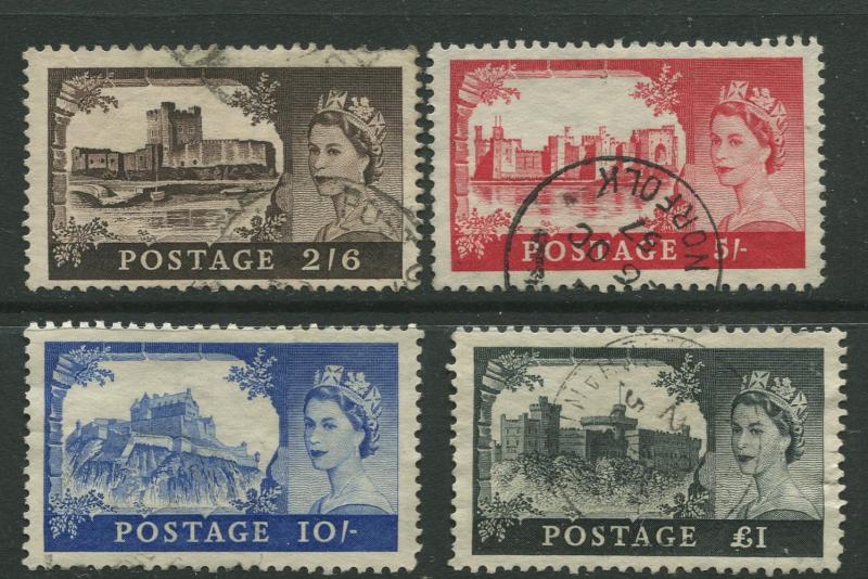 STAMP STATION PERTH Great Britain #309-312 QEII Castle Definitive Used CV$52.50.