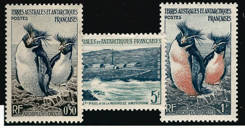 FSAT Antarctic Rockhopper Penguins issue (SC #2-4) VF MH Cat $4.75...Popular!