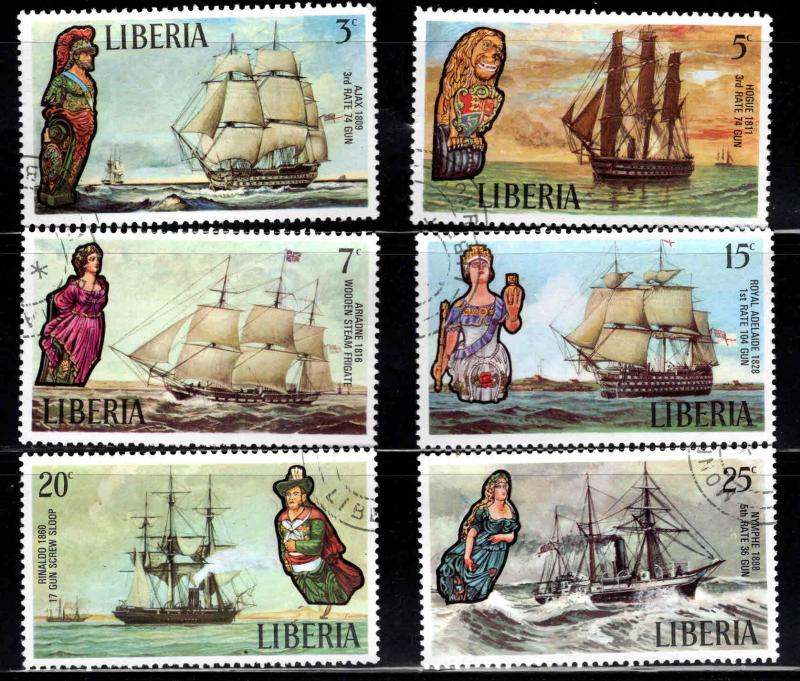 LIBERIA Scott 608-613 Used CTO Tall Shipr stamp set