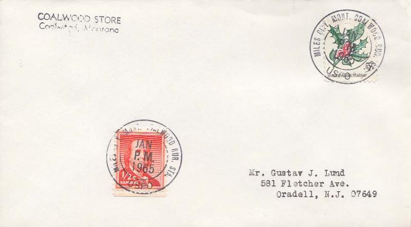 United States Montana Coalwood Rur. Sta. Miles City 1965 double ring  1964-19...