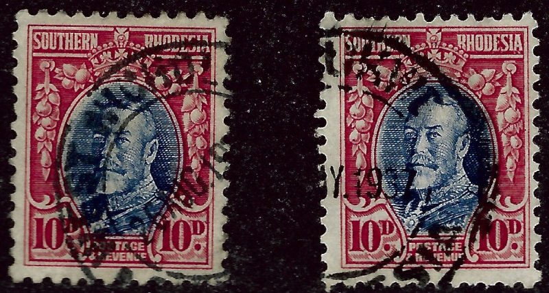 Fascinating So Rhodesia #25, 25a Used F-VF...From a great auction!