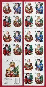 3537-3540a SANTA CLAUS, PINES Booklet Pane of 20 US 34¢ Stamps MNH 2001 S4444