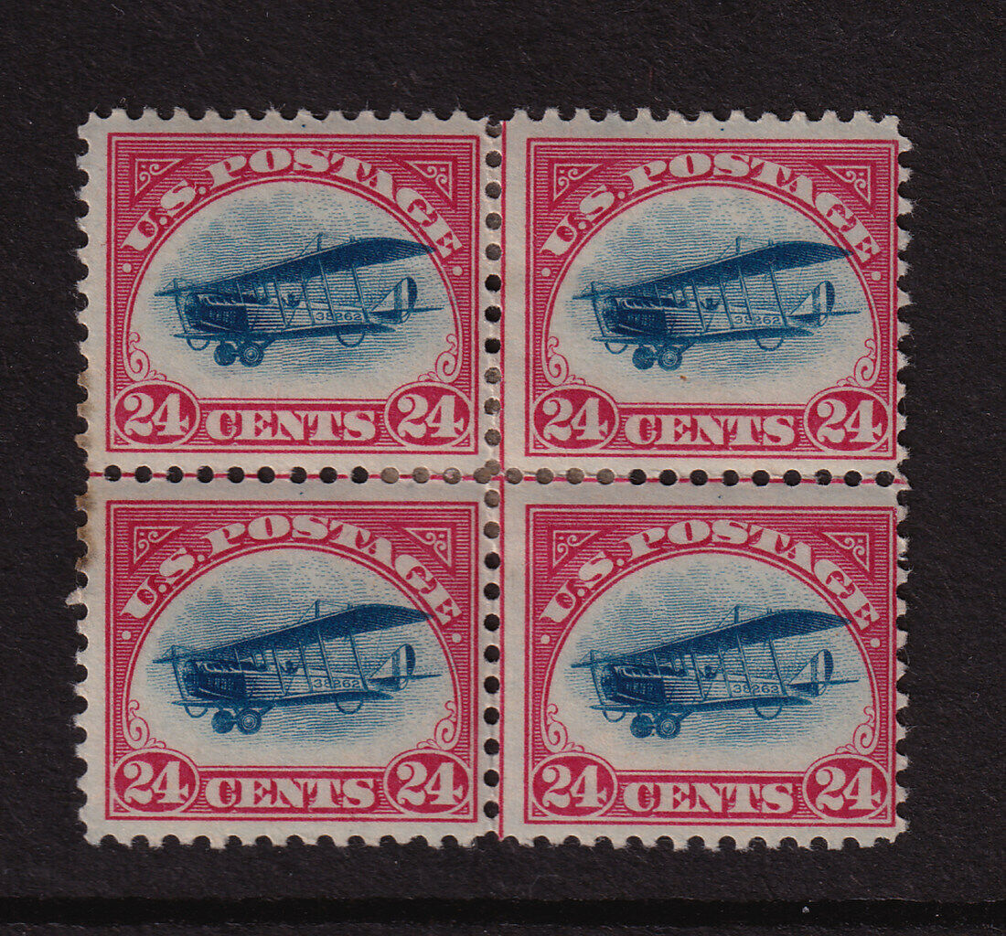 1923 Curtiss Jenny airmail Sc C3 center line block MHR with OG single