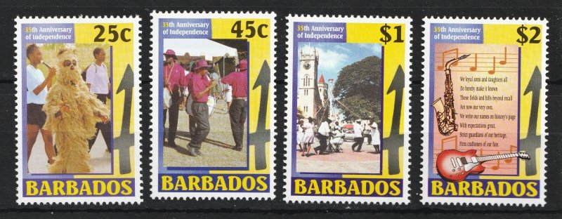 2001 Barbados Sc# 1015-18 - 35th Anniv. of Independence MNH Cv$7.00