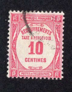 France 1931 10c rose Postage Due, Scott J59 used, value = $1.40