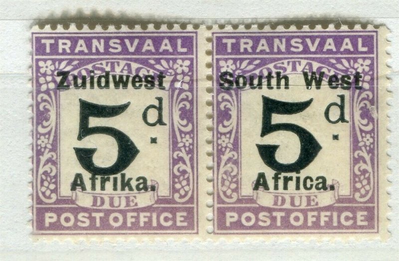 SOUTH WEST AFRICA; 1923 early Postage Due issue Mint hinged 5d. pair