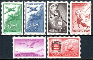 Monaco C2-C7, MNH. Planes, Buildings, Pegasus, Sea Gull, Globe, Arms, 1942