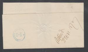Netherlands Sc 10 (2) on 1870 cover to US, red NEW YORK AIDALL receiver