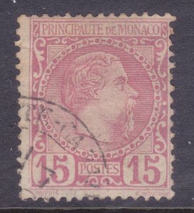 Monaco 5 Used 1885 15c King Charles III VF